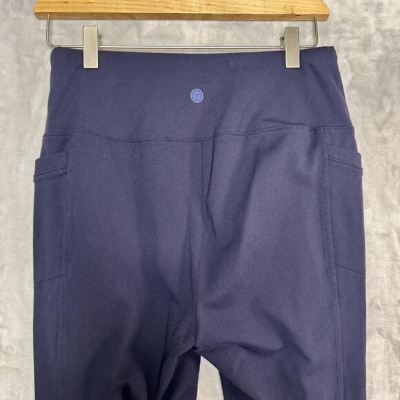 T by Talbots Leggings Womens Medium Petite Navy High Rise Side Pockets Athletic - Picture 4 of 11